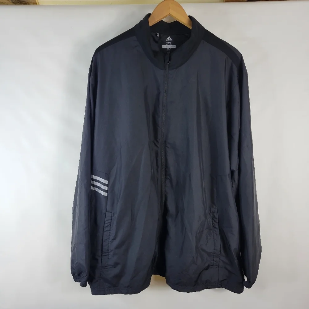 Adidas Golf Mens Black Zip Front Windbreaker Activewear Lightweight Jacket S 2XL - Picture 1 of 13